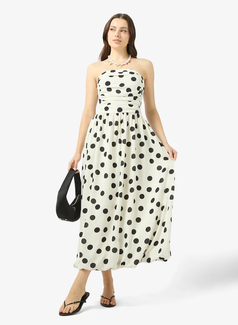 Ginger  Bandeau Polka Dot A Line Dress for Women | Best Price UAE
